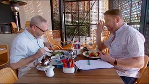 Peter & Gary start the day with breakfast - My Kitchen Rules 2012