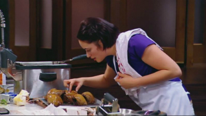 Jen & her Crispy Pigeon - My Kitchen Rules 2012